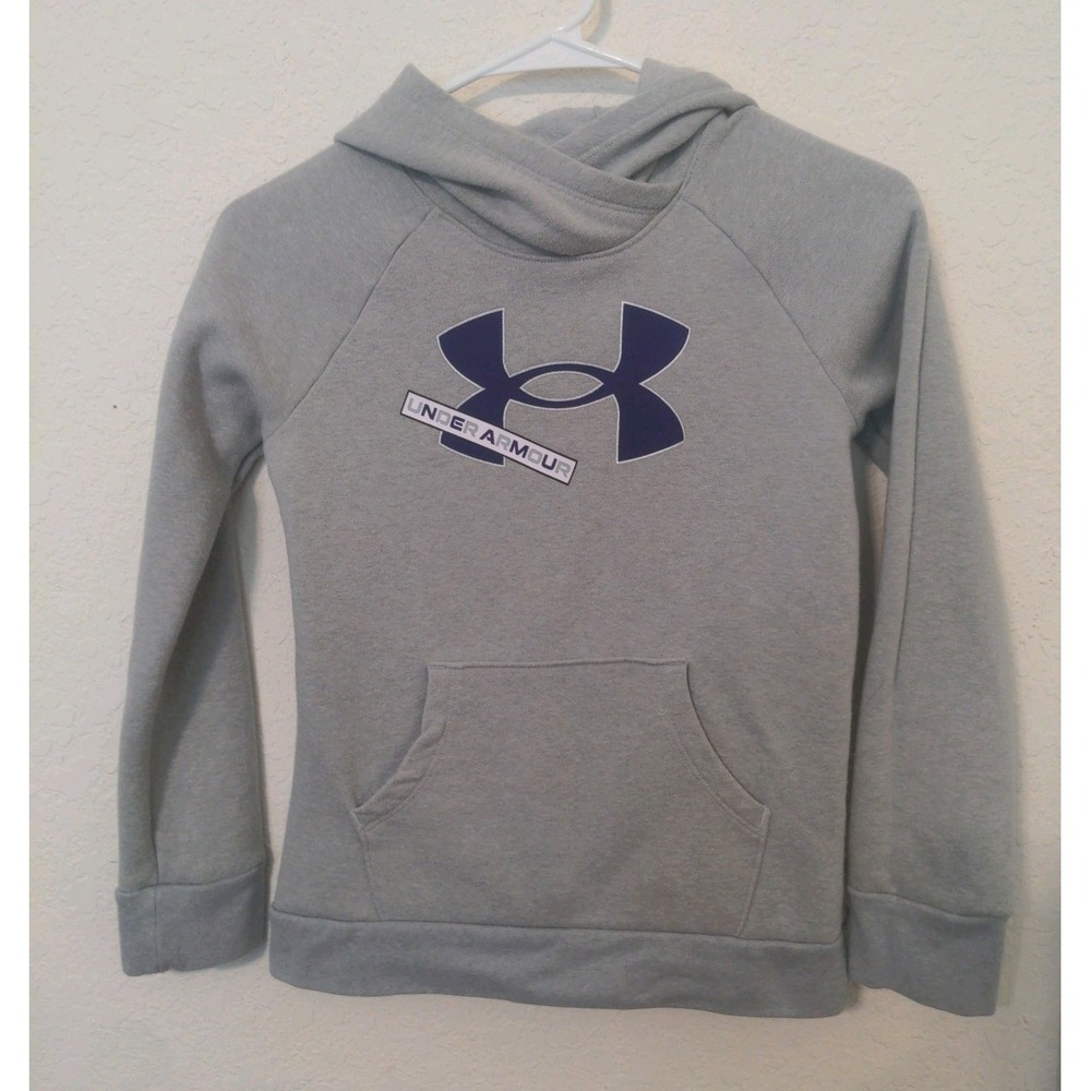 Under Armour Youth Boy's Medium Gray Fleece Sweatshirt Pullover Hoodie